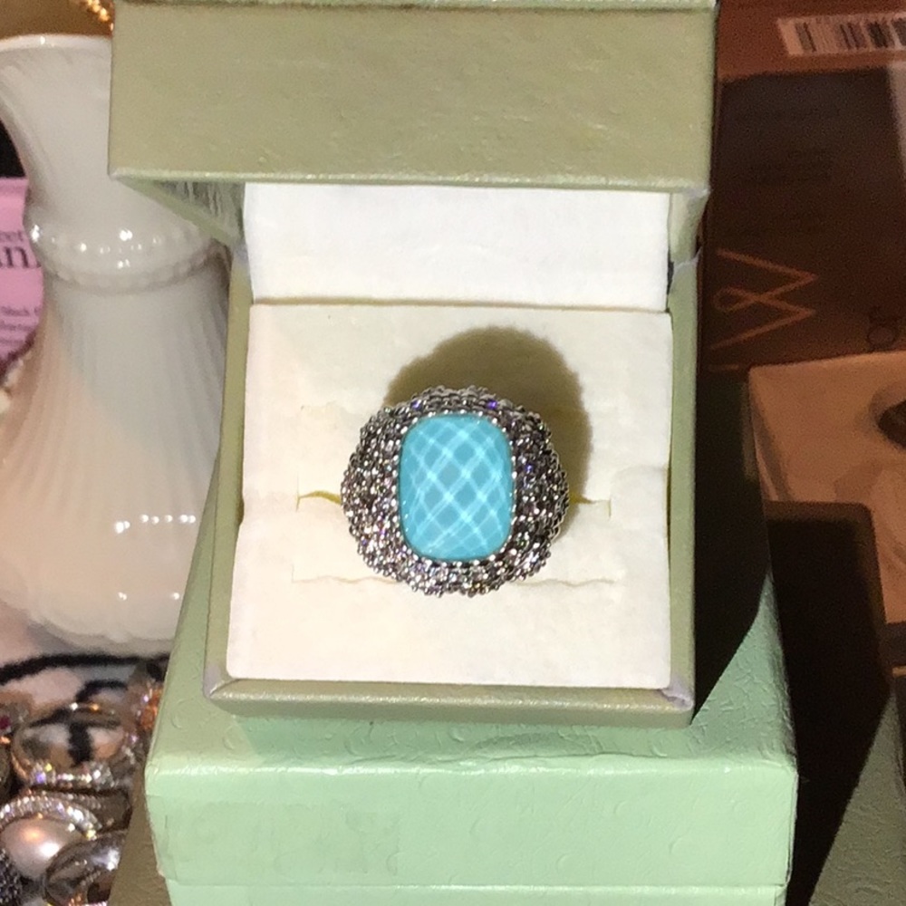 JUDITH RIPKA TURQUOISE DOUBLET & DIAMONIQUE RING